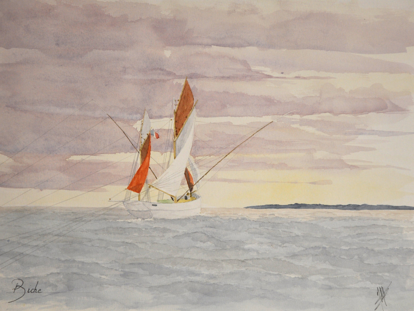 1- Biche en pêche au couchant