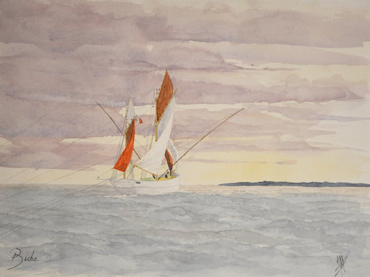 1- Biche en pêche au couchant